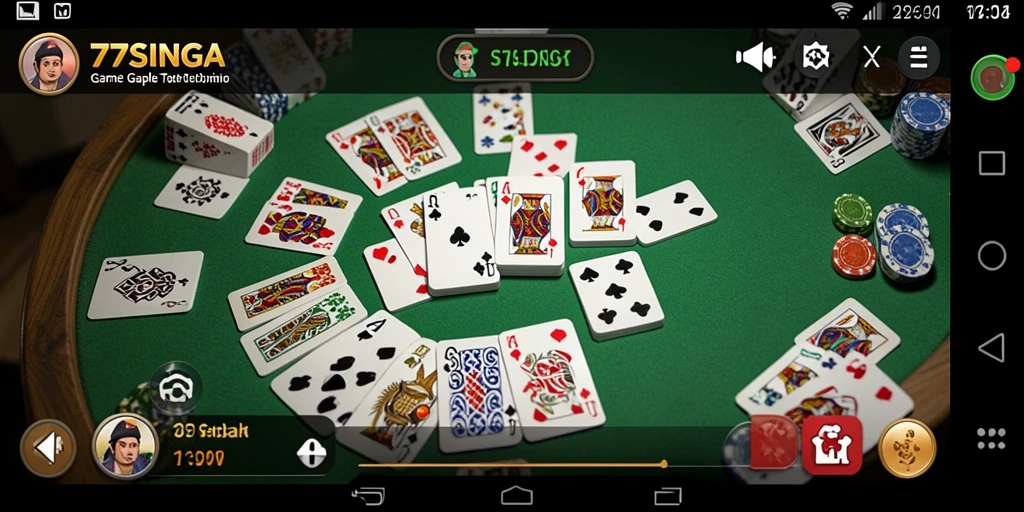 Screenshot gameplay 77SINGA menampilkan suasana seru bermain Gaple.