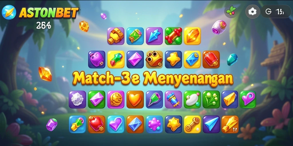 Gameplay seru ASTONBET saat menyusun kombinasi match-3.