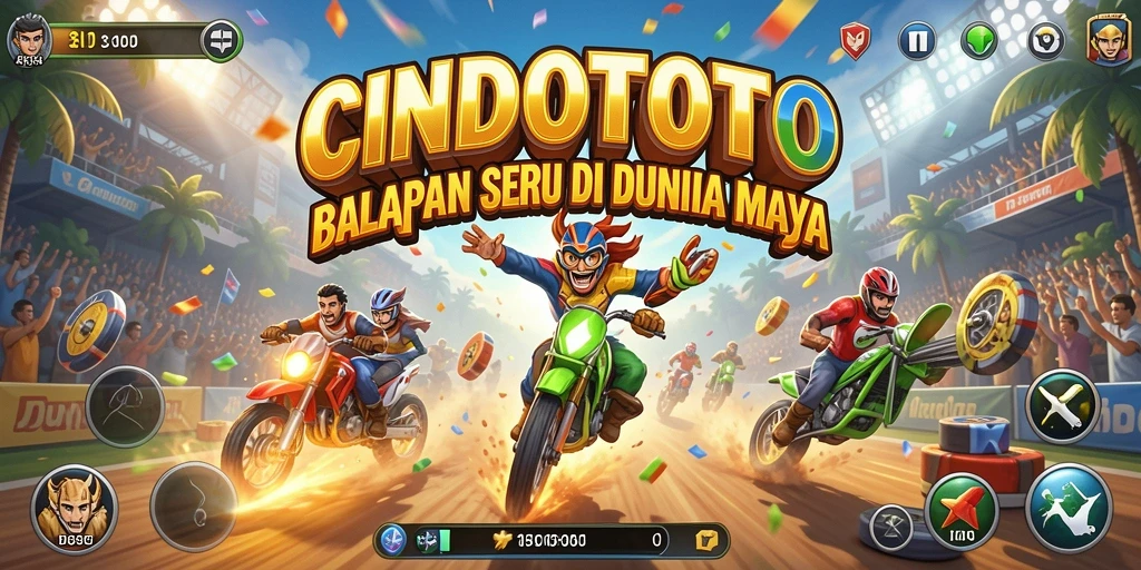 Tampilan gameplay CINDOTOTO dengan aksi balapan yang menegangkan.