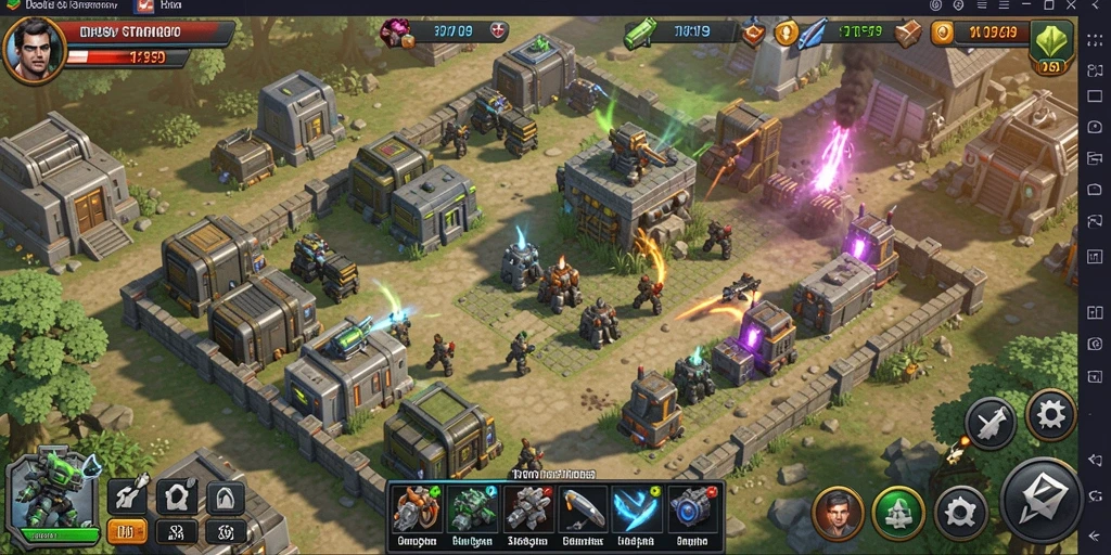 Screenshot utama DS99 menampilkan aksi seru dalam gameplay Tower Defense.