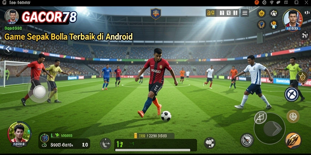Screenshot gameplay GACOR78 dengan aksi menarik di lapangan sepak bola.