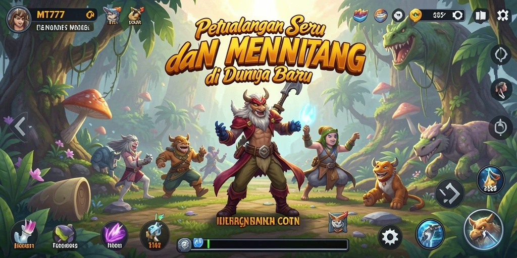 Screenshot gameplay MT777 menampilkan petualangan seru di hutan misterius.