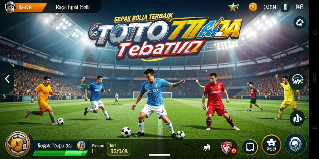 Screenshot TOTO777 menampilkan aksi seru permainan sepak bola.